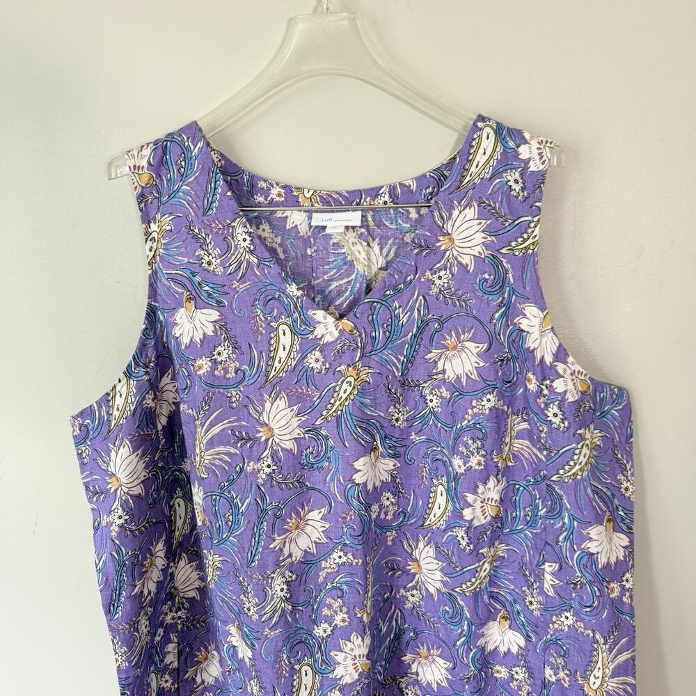 J Jill Love Linen Floral Dress L Resort Hawaiian Tropical Beach Vacation NEW - Picture 3 of 7